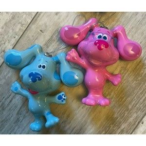 Set of 2 Blue's Clues Christmas Ornaments - Blue & Magenta